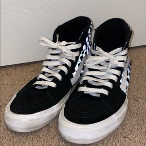 Vans reflective checkered print high tops